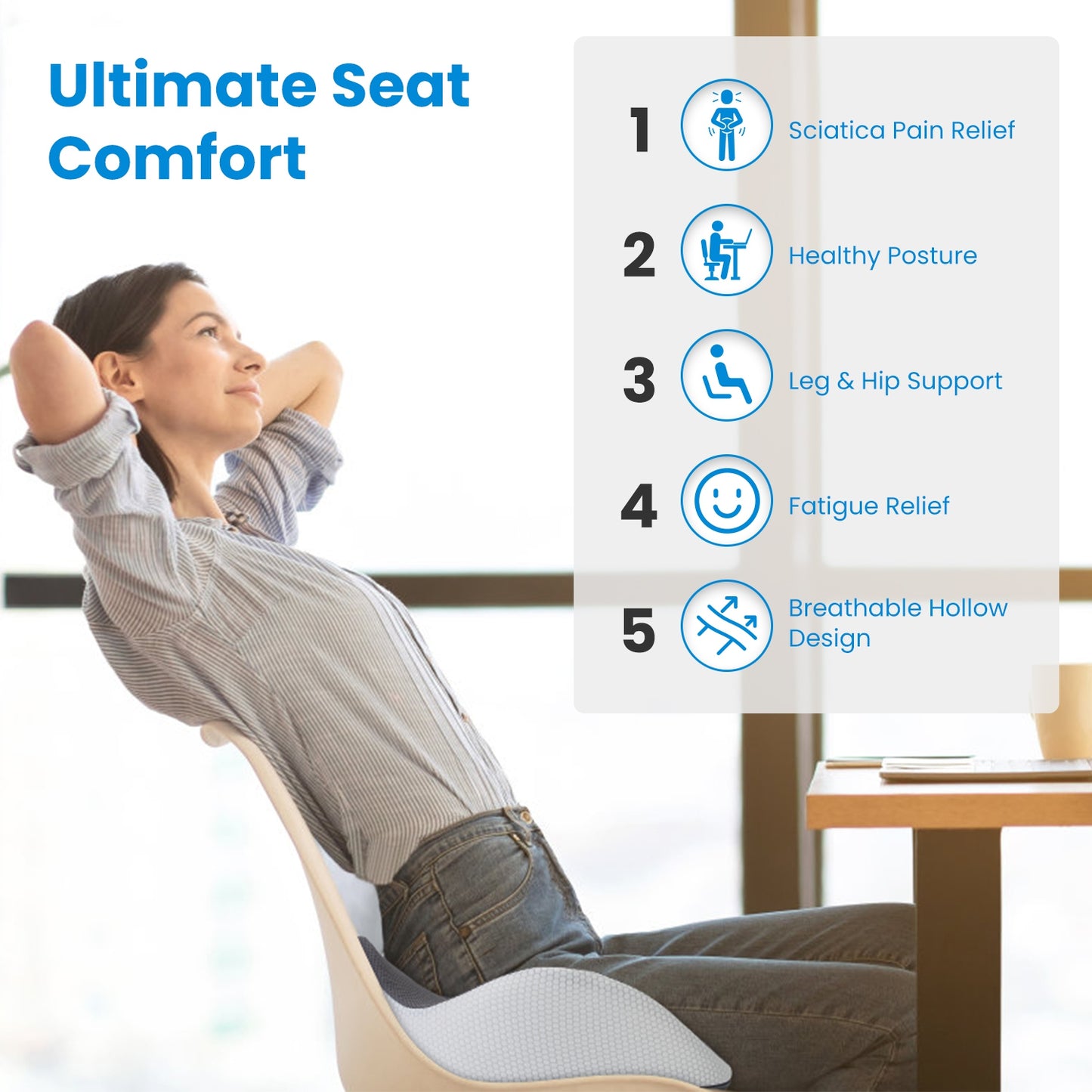 Rimpex Memory Foam Seat Cushion for All-Day Comfort