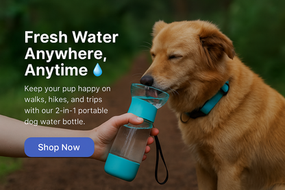 2-in-1 Portable Dog Water Bottle with Bowl – Leak-Proof & Travel Friendly